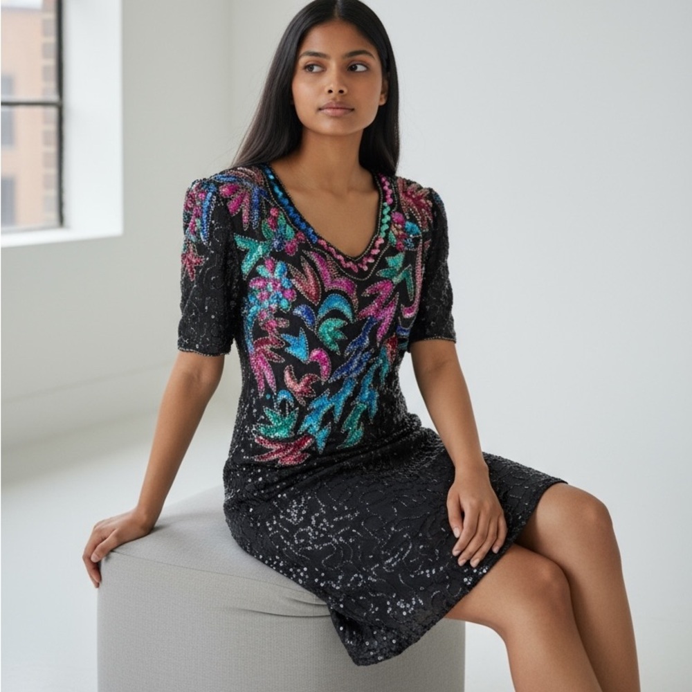 Sweelo ladies vintage cocktail dress (L) 100% silk good condition.